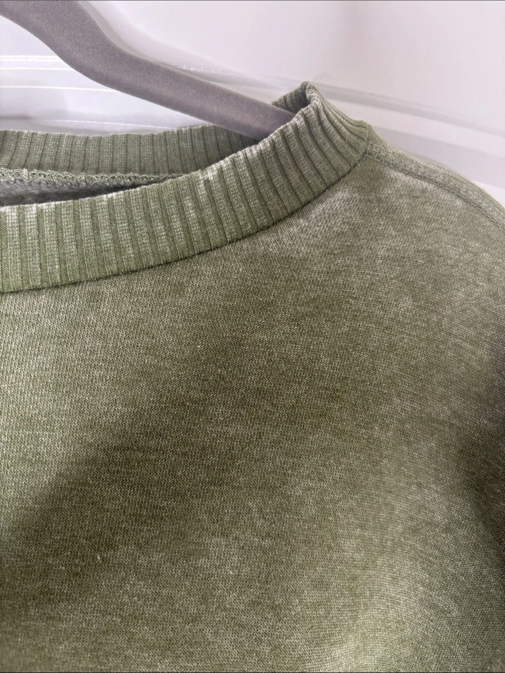Zenana Outfitters Olive Green Washed Crewneck Sweatshirt - Picture 2 of 4